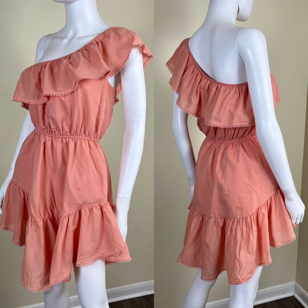 Free People Women's Size S Lovers Lane Ruffle Off The Shoulder Teired Mini Dress